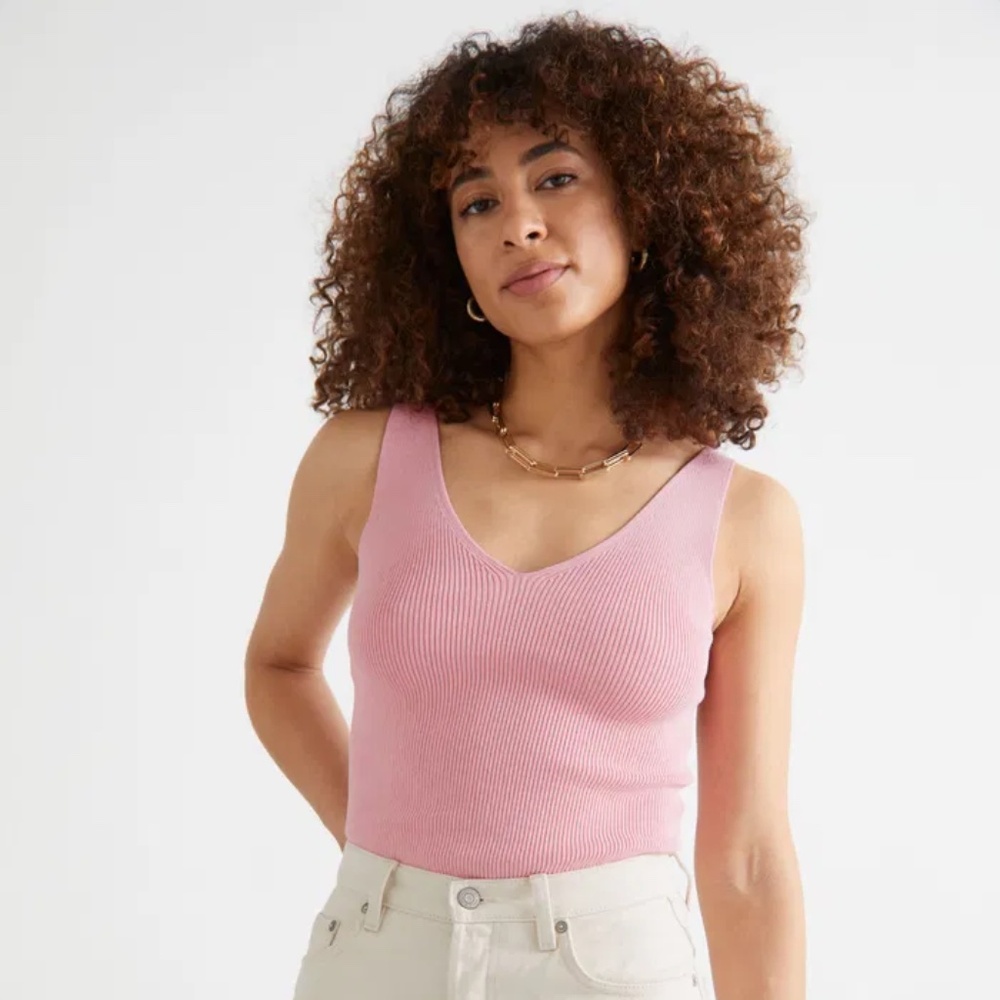 & Other Stories Rib Knit Tank Top | Pink | Small
